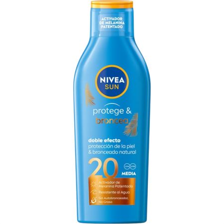 Nivea Sun Protege & Broncea Spf 20 Leche solar corporal de doble efecto estimula el bronceado natural de la piel 200 ml