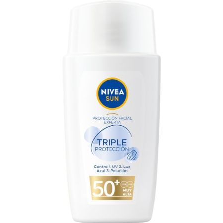 Nivea Sun Triple Protección Fluido Ultraligero Hidratante Spf 50+ Protector solar triple protección rayos uv luz azul y contaminación 50 ml