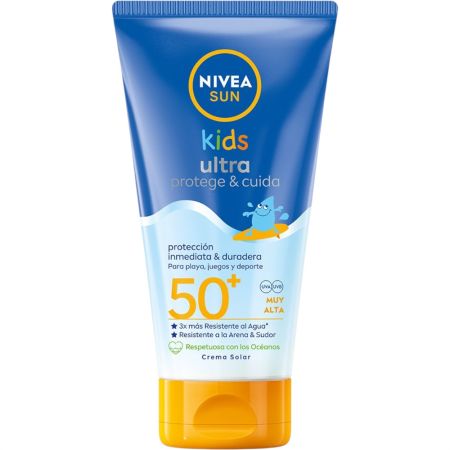 Nivea Sun Kids Ultra Protege & Cuida Crema Solar Spf 50+ Protector solar facial y corporal infantil resistente al agua para una hidratación duradera 150 ml