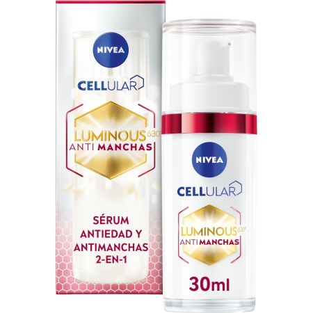 Nivea Cellular Luminous 630º Antimanchas Sérum Antiedad 2-En-1 Sérum antiedad antimanchas y rellenador de arrugas profundas piel más joven 30 ml