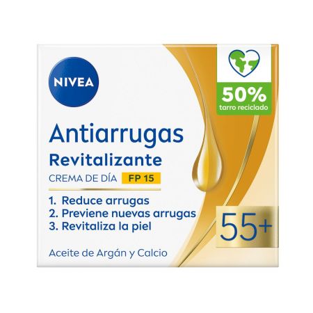 Nivea Anti-Arrugas Revitalizante Cuidado De Día Hidratante Spf 15 Crema de día hidratante antiarrugas revitalizante con aceite argán y calcio vitamina e y filtros uv 50 ml