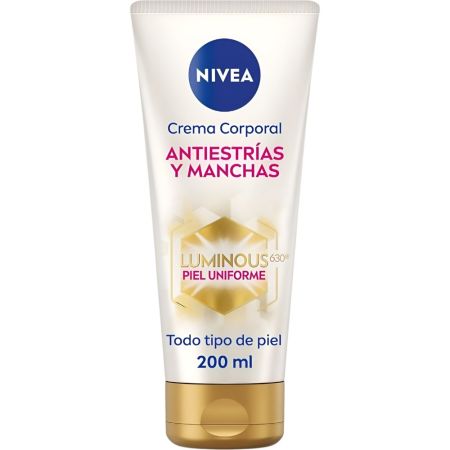 Nivea Luminous 630º Antriestrías Y Manchas Crema Corporal Crema corporal hidratante reduce estrías y manchas y unifica el tono en 4 semanas 48 horas 200 ml