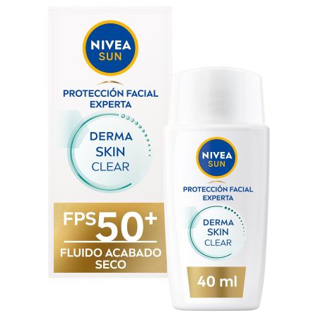 Nivea Sun Derma Skin Clear Fluido Acabado Seco Spf50 + Fluido facial antiimperfecciones con niacinamida para pieles grasas 40 ml