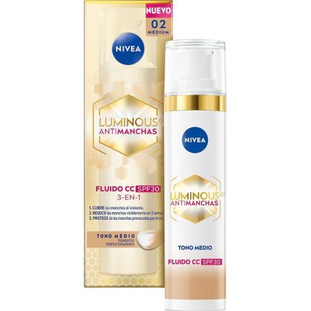 Nivea Cellular Luminous 630º Antimanchas Fluido Cc Spf30 Crema facial de día con color antimanchas aclara previene y protege con ácido hialurónico 40 ml