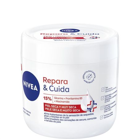 Nivea Repara & Cuida Glicerina+Vitamina E Body Lotion Crema corporal hidratante alivia y refuerza la barrera ofreciendo protección hasta 72 horas con glicerina y vitamina e 400 ml
