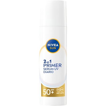 Nivea Sun 2 En 1 Primer Sérum Uv Diario Spf 50+ Sérum protector ligero protege del envejecimiento prematuro de la piel con poder antioxidante 30 ml