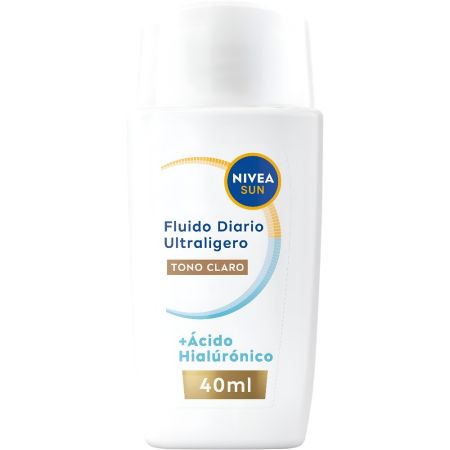 Nivea Sun Fluido Diario Ultraligero Spf 50+ Fluido facial hidrata intensamente ofreciendo frescor y efedcto matificante con ácido hialurónico 40 ml