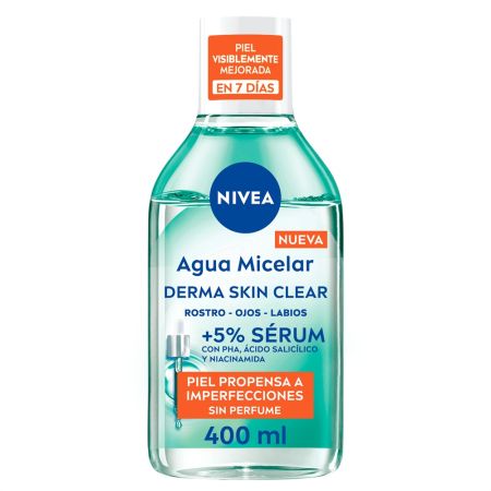 Nivea Agua Micelar Derma Skin Clear +5% Sérum Agua micelar desmaquillante bifásica con sérum regeneradora resistente al agua 400 ml