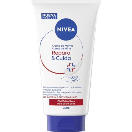Nivea Repara & Cuida Crema De Manos Crema de manos reparadora alivia al instante sensación de sequedad y tirantez con provitamina b5 y glicerina 75 ml