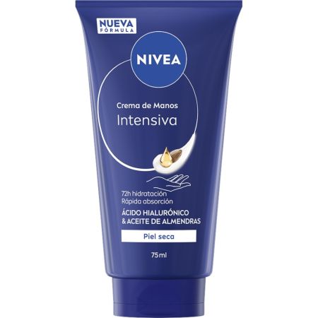 Nivea Intensiva Crema De Manos Crema de manos intensa ofrece hidratación 24 horas con aceite de almendras y manteca de karité 75 ml
