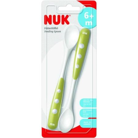 Nuk Cuchara Soft Feeding Spoon +6m Cuchara de silicona extrablanda para pasar gradualmente de succionar a comer 2 uds