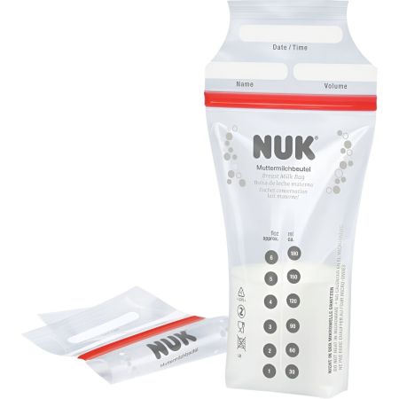 Nuk Bolsa De Leche Breast Milk Storage Bag Bolsa de conservación de doble cierre para almacenar leche materna 25 uds