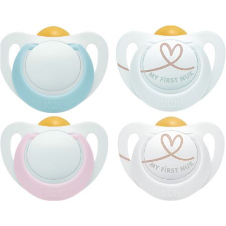 Nuk Chupete Star 0-6m Látex Chupete con tetina extrasuave reduce la presión en los dientes y la mandíbula 2 uds