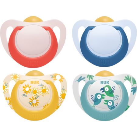 Nuk Chupete Star 6-18m Látex Chupete con tetina extrasuave reduce la presión en los dientes y la mandíbula 2 uds