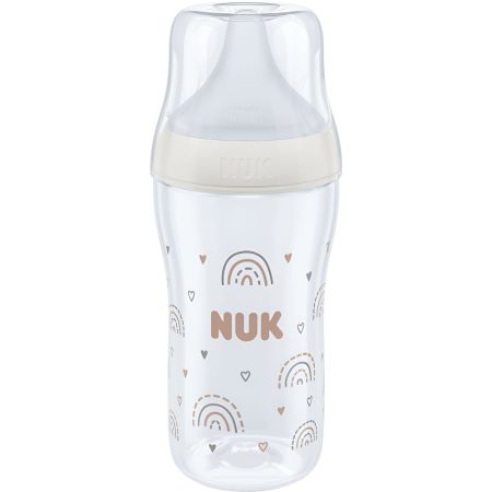 Nuk Biberón Arcoíris Perfect Match +3m Silicona Biberón fácil de desmontar con tetina suave y elástica para un buen agarre 260 ml
