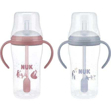 Nuk Perfect Match Biberón De Entrenamiento Pajita +8m Biberón de entrenamiento con pajita boquilla suave y flexible y asas ergonómicas de fácil agarre 260 ml