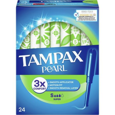 Tampax Tampones Pearl Super Tampones con aplicador de plástico 24 uds