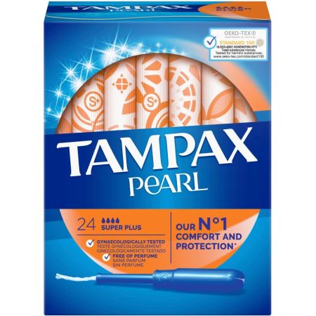 Tampax Tampones Pearl Super Plus Tampones con aplicador de plástico 24 uds