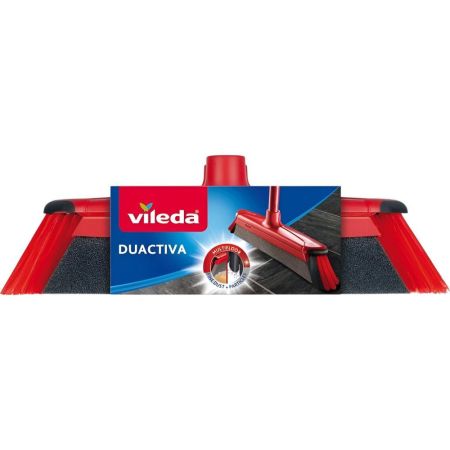 Vileda Cepillo De Barrer Duactiva Cepillo de barrer con cerdas rojas especiales para esquinas y capa de espuma para no levantar el polvo