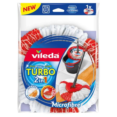 Vileda Fregona Easy Wring & Clean Turbo 2 In 1 Recambio Fregrona de microfibras gran poder de limpieza y absorción