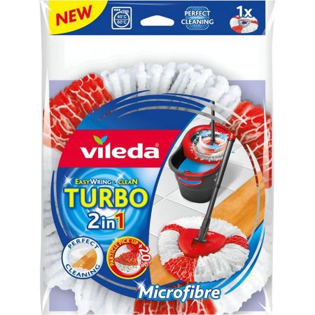 Vileda Fregona Easy Wring & Clean Turbo 2 In 1 Recambio Fregrona de microfibras gran poder de limpieza y absorción