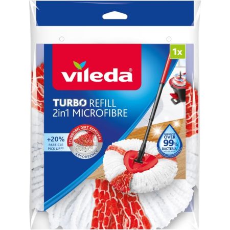Vileda Fregona Easy Wring & Clean Turbo 2 In 1 Recambio Fregrona de microfibras gran poder de limpieza y absorción