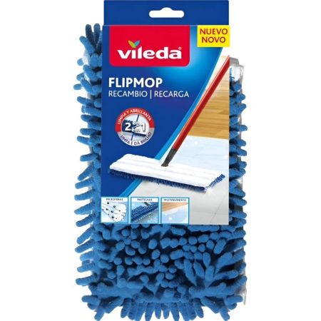 Vileda Mopa Flipmop 2 En 1 Recambio Mopa 100% microfibras recoge más suciedad y partículas abrillantando el suelo
