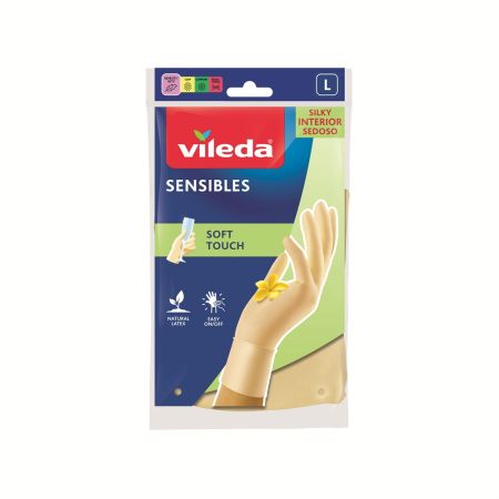 Vileda Guantes Sensibles Talla L Guantes de látex satinados ofrecen máxima sensibilidad y agarre con aroma a vainilla