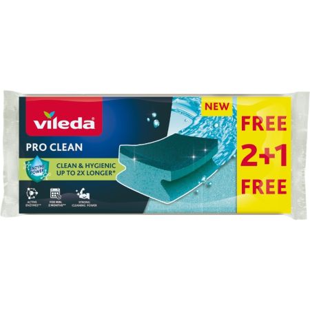 Vileda Estropajo Pro Clean Formato Especial Estropajo de fibra elimina eficazmente manchas y grasa de todo tipo de superficies 3 uds