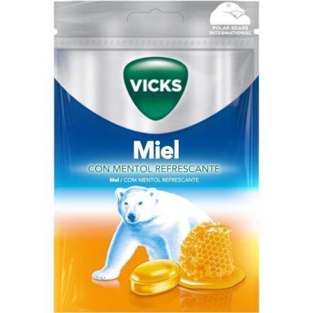 Vicks Caramelos Miel Caramelos permiten respirar mejor despejando la nariz y suavizando la garganta con gran sensación de frescor 72 gr