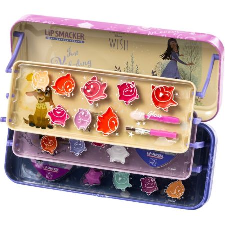 Lip Smacker Wish Estuche Set de maquillaje metálico con 3 pisos ideal para los más pequeños