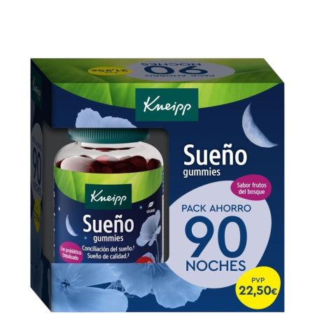 Kneipp Sueño Gummies Complemento Alimenticio Pack Ahorro Complemento alimenticio con probióticos favorecen la conciliación del sueño con sabor frutos del bosque 90 uds