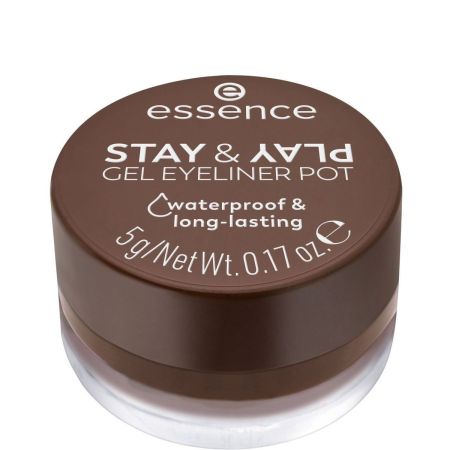 Essence Stay & Play Gel Eyeliner Pot Delineador de ojos resistente al agua de textura gel permite crear looks únicos de larga duración