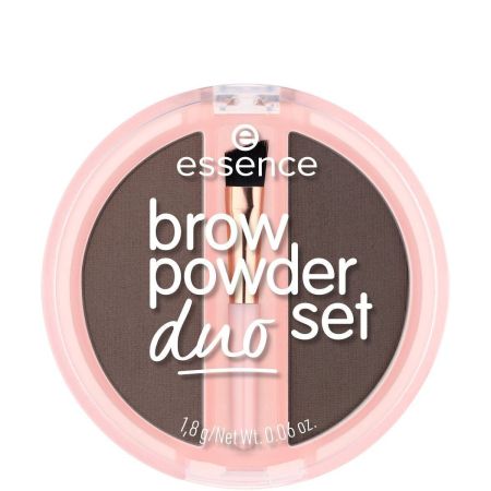 Essence Brow Powder Set Duo Polvo para cejas con cepillo resistente al agua para un acabado definido tupido y natural