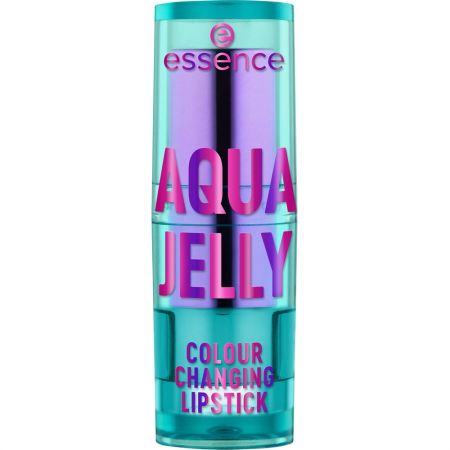 Essence Aqua Jelly Colour Changing Lipstick Barra de labios de textura gelatina turquesa reactiva el ph de los labios ofreciendo un toque de brillo