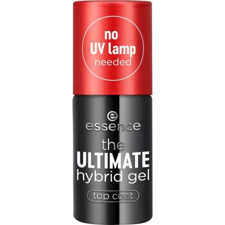 Essence The Ultimate Hybrid Gel Top Coat Tratamiento superior de textura transparente ofrece acabado brillante y duradero sin necesidad de lámpara