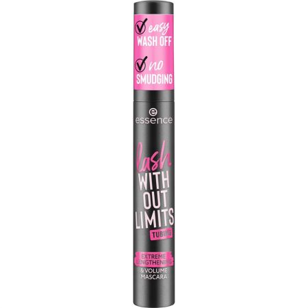 Essence Lash With Out Limits Tubing Mascara Máscara de pestañas con cepillo de elastómero para atrapar incluso las pestañas más cortas