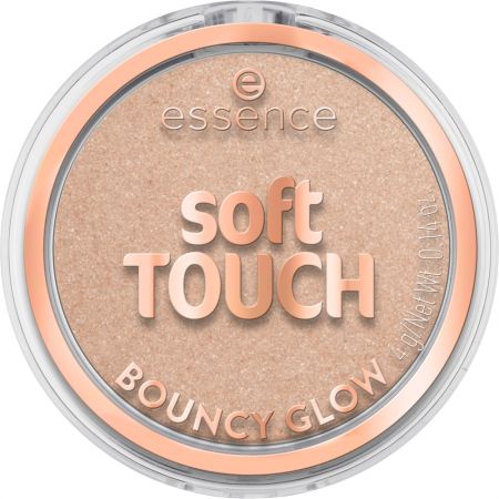 Essence Soft Touch Bouncy Glow Iluminador de textura flexible ofrece acabado sedoso y empolvado sin esfuerzo con sutil aroma a vainilla