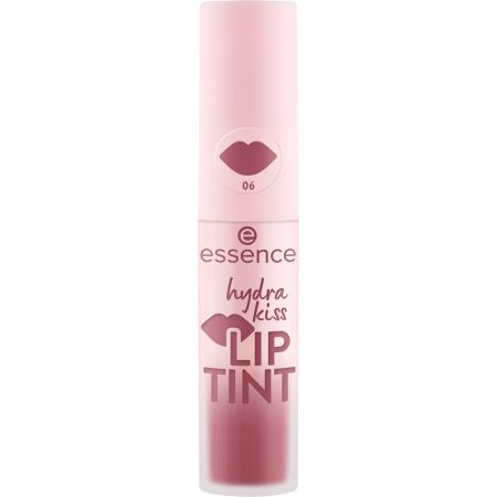 Essence Hydra Kiss Lip Tint Tinte labial de fórmula ligera realza ofreciendo brillo suave y acabado luminoso