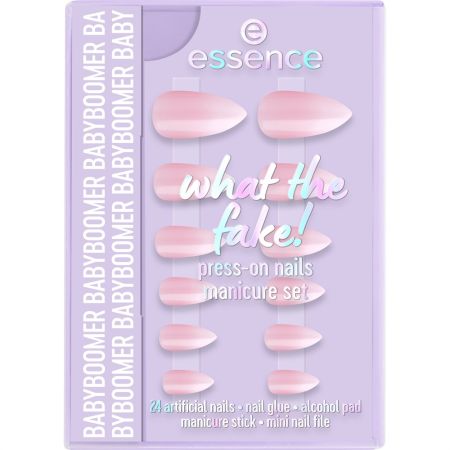 Essence What The Fake! Press-On Nail Manicure Set Baby Boomer Set de manicura de alta calidad se adapta perfectamente ofreciendo un sutil tono rosa con efecto baby boomer