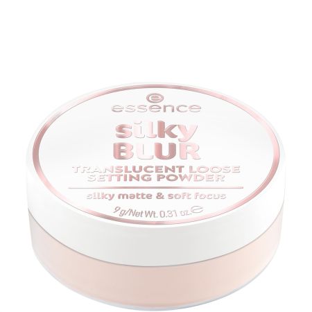 Essence Silky Blur Translucent Loose Setting Powder Polvos sueltos traslúcidos fijadores ofrecen acabado mate con un toque natural de luminosidad
