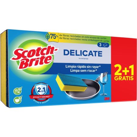 Scotch Brite Estropajo Delicate Scrub Sponge Formato Especial Estropajo antirrayado elimina sin esfuerzo la suciedad más difícil ofreciendo máxima eficacia 3 uds