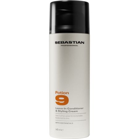 Sebastian Professional Potion 9 Leave-In Conditioner & Styling Cream Tratamiento acondicionador sin aclarado ofrece hidratación brillo protección uv y fijación suave