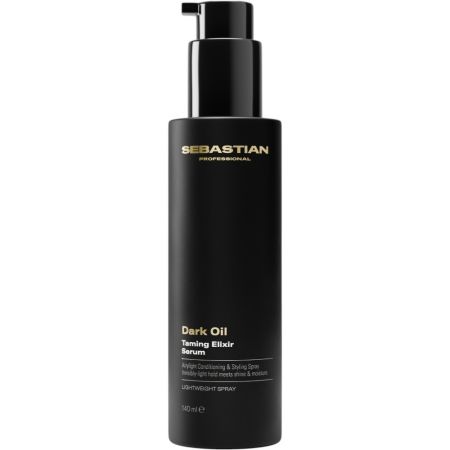 Sebastian Professional Dark Oil Taming Elixir Serum Champú desenredante nutritivo ofrece hasta 3 veces más de suavidad y brillo ofreciendo protección térmica 140 ml