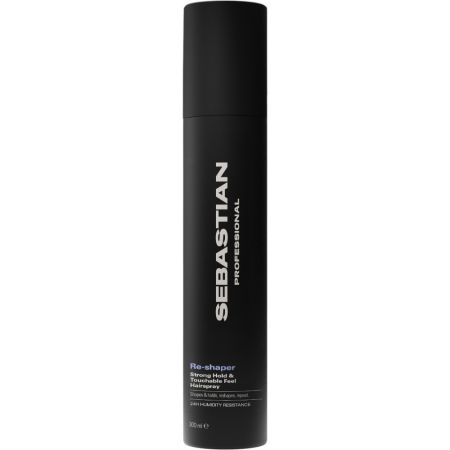 Sebastian Professional Re-Shaper Strong Hold & Touchable Feel Hairspray Laca fijadora resistente a la humedad hasta 24 horas crea acabados con movimiento o pulidos 300 ml