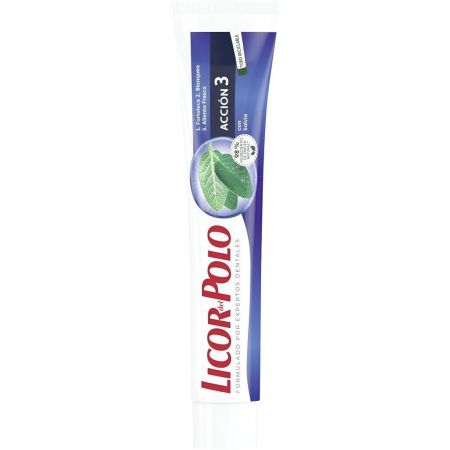 Licor Del Polo Dentífrico Acción 3 Pasta de dientes fortalece blanquea y mantiene el aliento fresco con salvia 75 ml