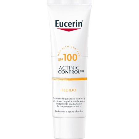 Eucerin Actinic Control Fluido Spf 100 Fluido solar tópico certificado médicamente resistente al agua previene daño actínico y cáncer de piel 80 ml