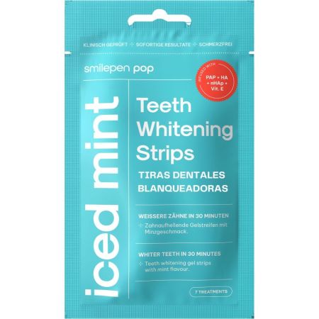 Pop. Ice Mint Tiras Blanqueadoras Dientes Tiras blanqueadoras dientes más blancos en 30 minutos 7ud