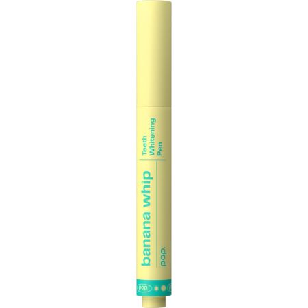 Pop. Banana Whip Teeth Whitening Pen Lápiz blanqueador dental combate manchas amarillas ofreciendo hasta 8 tonos más blancos con sabor a plátano 4 ml