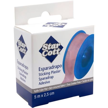 Star Cott Esparadrapo Tela Esparadrapo fija apósitos y gasas proporcionando una seguridad 5 m x 2,5 cm